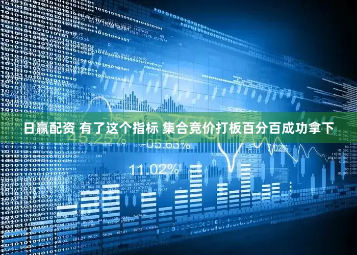 日赢配资 有了这个指标 集合竞价打板百分百成功拿下